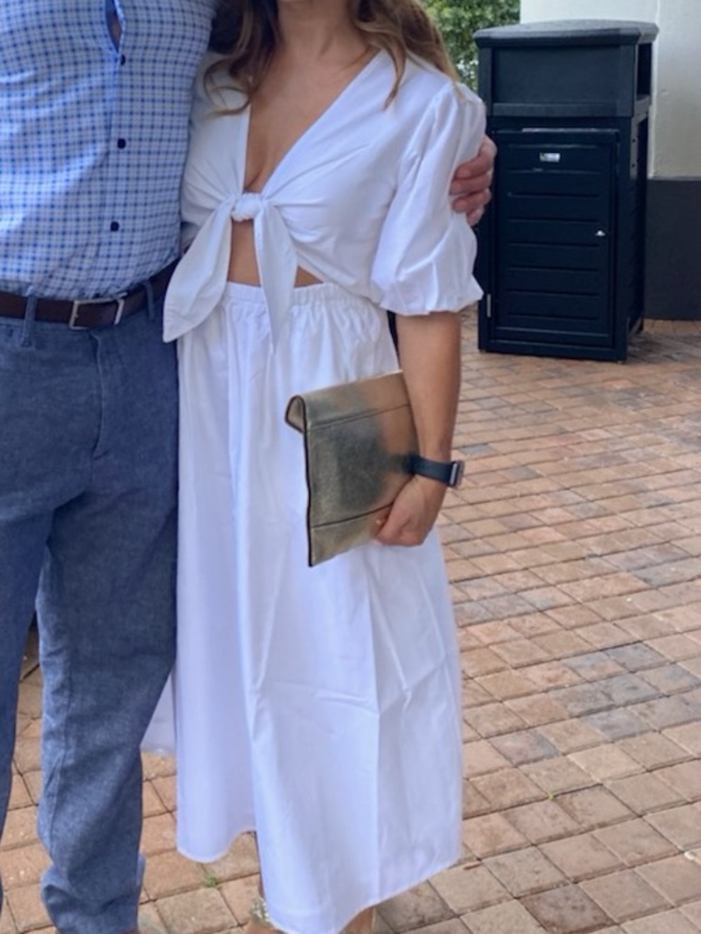 The DropTie-Front White Women's Midi Dress